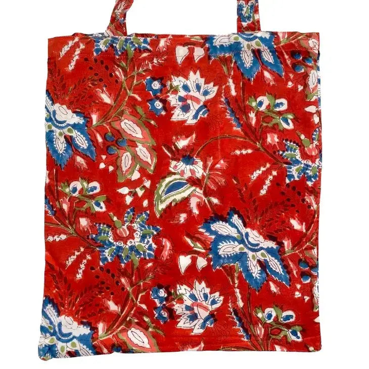 Women's Red Floral Pajamas in Matching Tote Bag