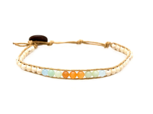 Agate and Amazonite Gemstone Bead Bracelet