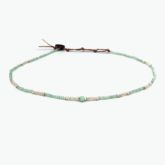 Green Amazonite necklace with crystals