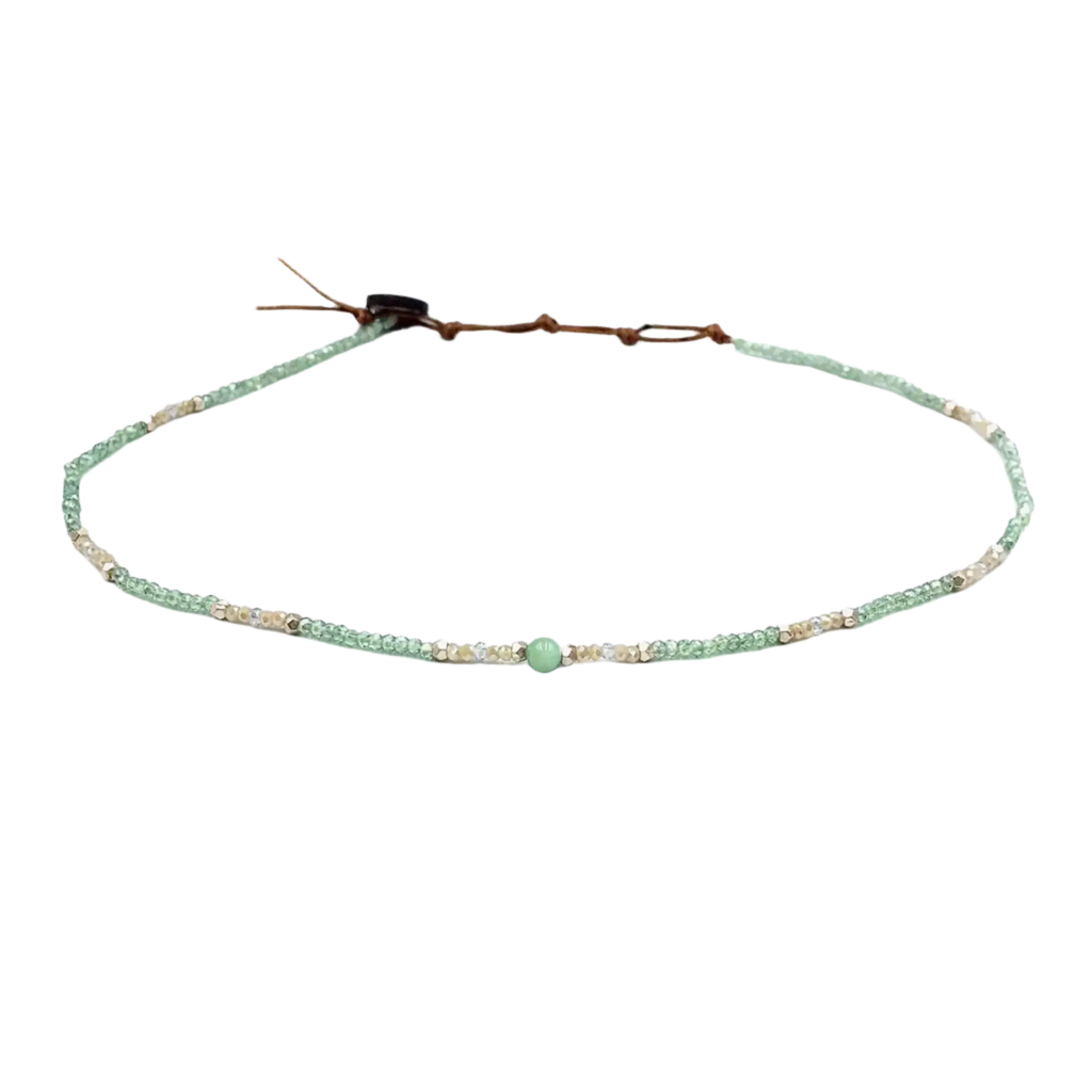 Green Amazonite necklace with crystals