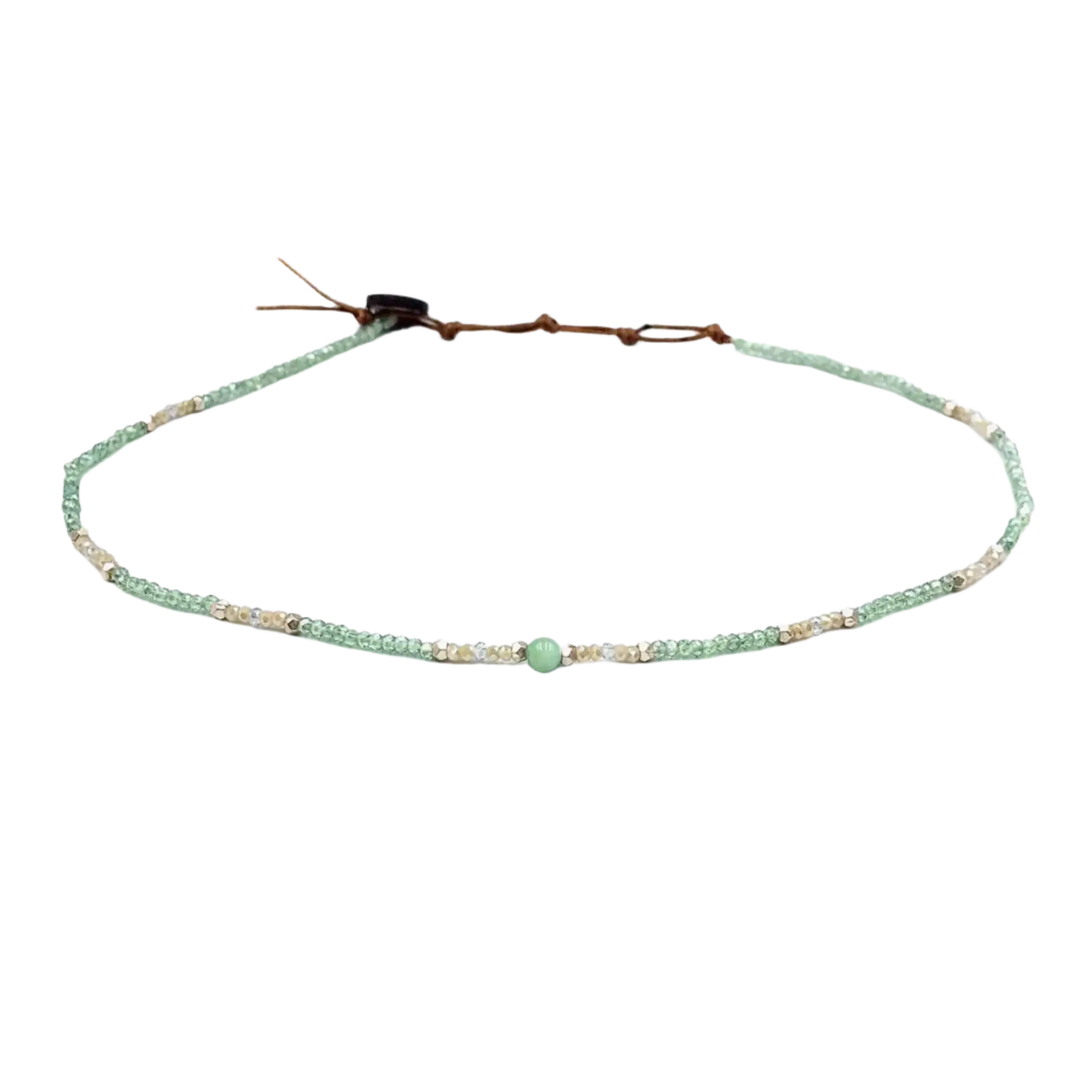 Green Amazonite necklace with crystals