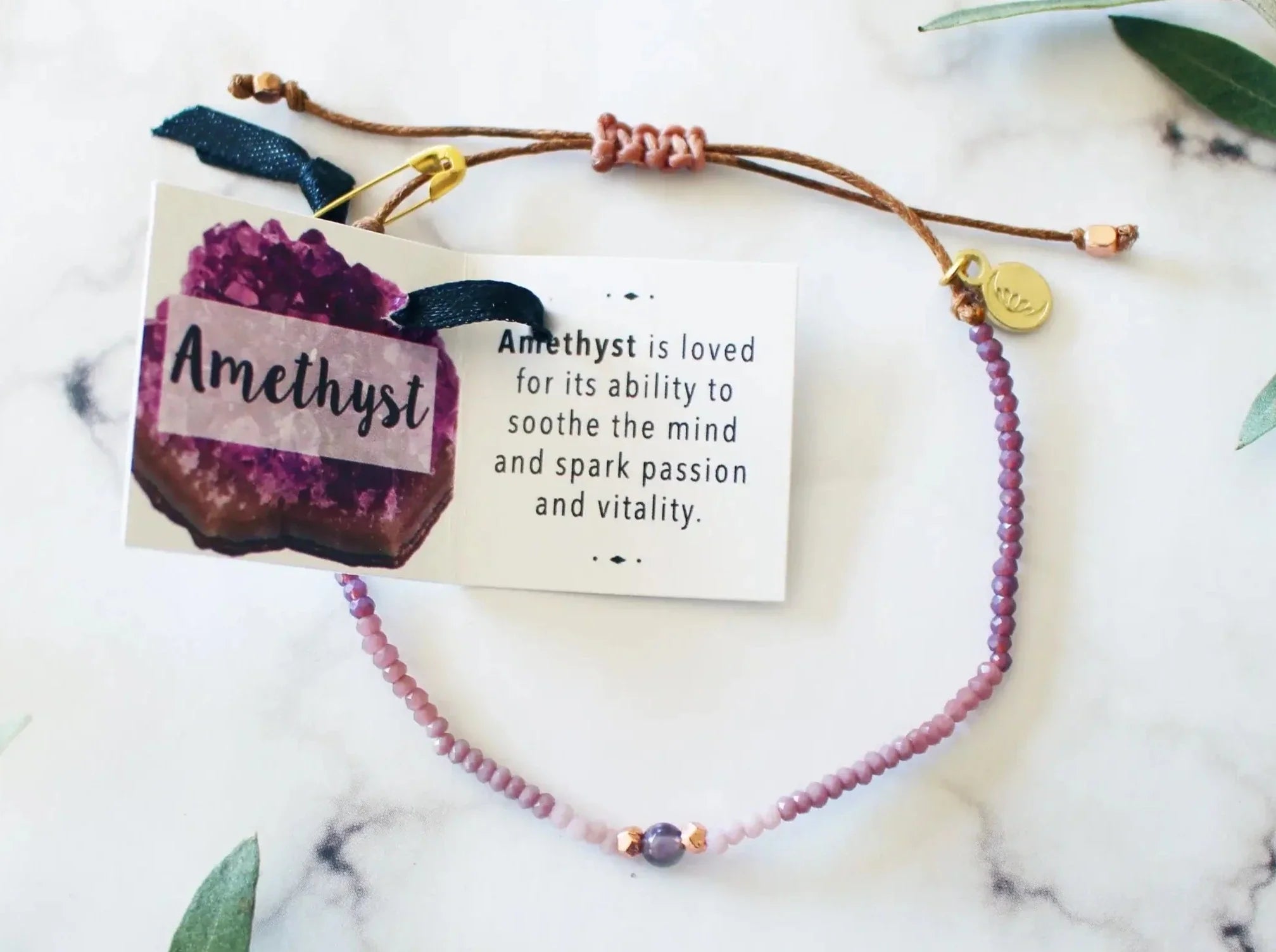 Purple Amethyst and Crystal Stone Goddess Bracelet from Lotus and Luna