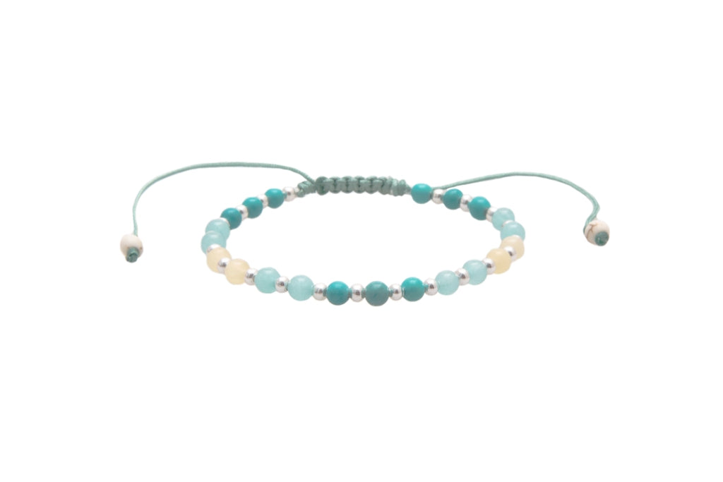 anti-anxiety bracelet with blue stone beads on adjustable cord