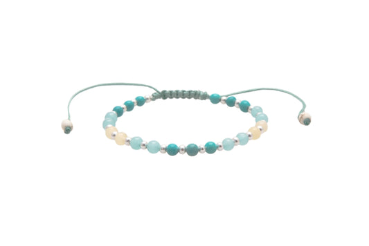 anti-anxiety bracelet with blue stone beads on adjustable cord