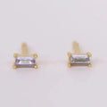 Lilac Baguette CZ Stud Earrings set in 18k Yellow Gold by JaxKelly
