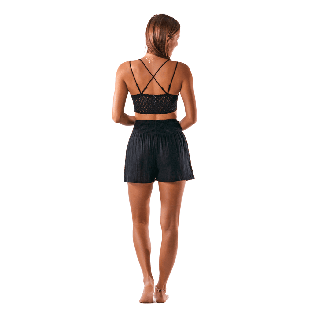 Black Cotton Lounge Shorts: S/M, Beach & Lounge Shorts by Lotus and Luna, at Elle and Willow
