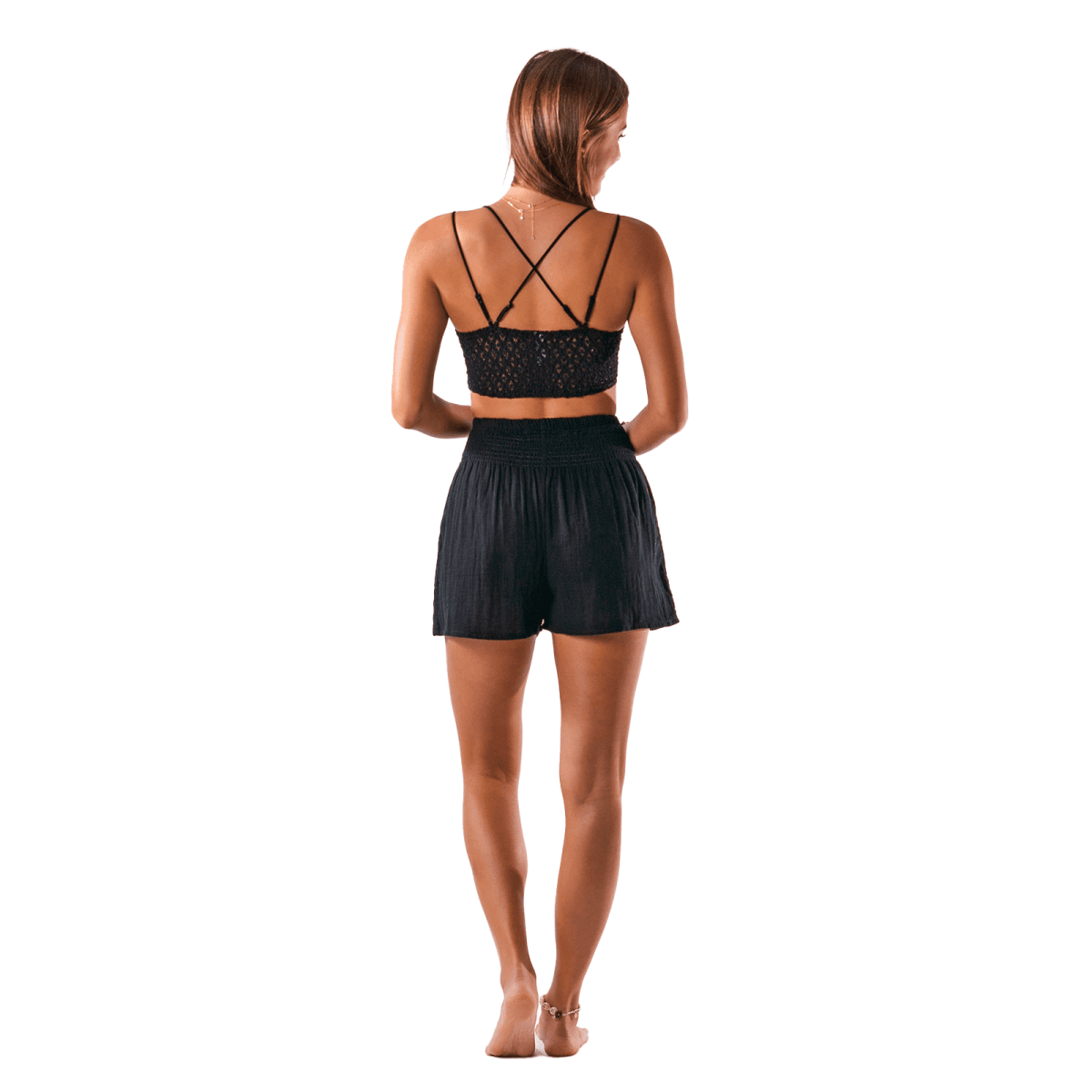 Black Cotton Lounge Shorts: S/M, Beach & Lounge Shorts by Lotus and Luna, at Elle and Willow