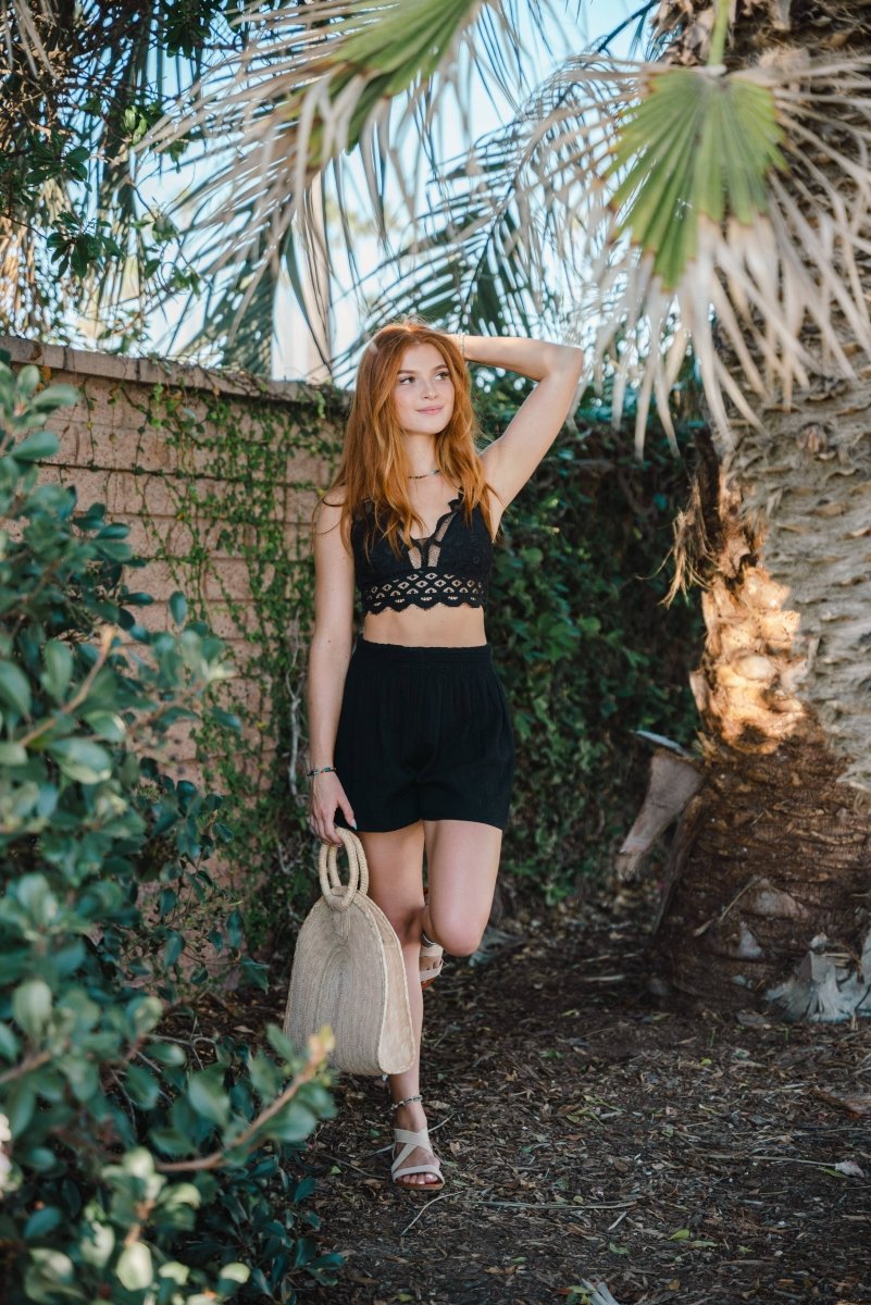 Black Cotton Lounge Shorts: S/M, Beach & Lounge Shorts by Lotus and Luna, at Elle and Willow