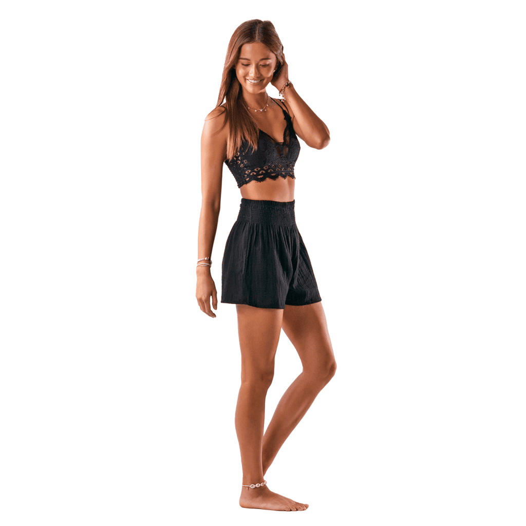 Black Cotton Lounge Shorts: S/M, Beach & Lounge Shorts by Lotus and Luna, at Elle and Willow