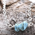 Turquoise Gemstone Bar Necklace on Sterling Silver Chain Boho Necklace by Kelly Naturals Gemstone Jewelry at Elle and Willow