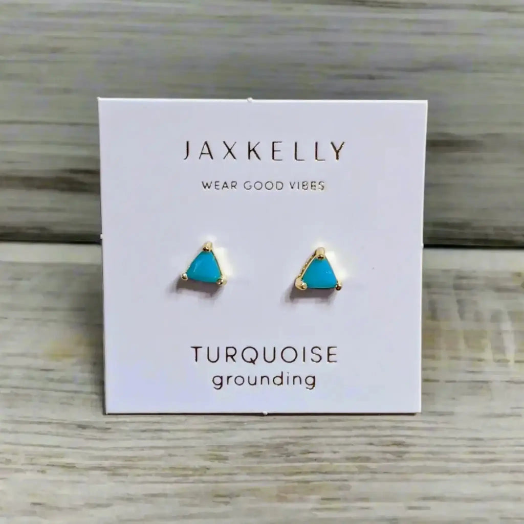 Blue Turquoise Stud Earrings | Elle and Willow