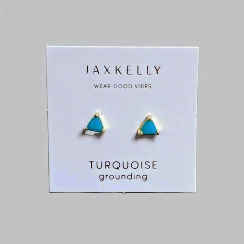 Mini Energy Gemstone Blue Turquoise Stud Earrings by JaxKelly Jewelry.