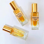 Desert fleur perfume roll-on fragrance glass roller bottles on a white background showing the Bohemian Reves brand logo label