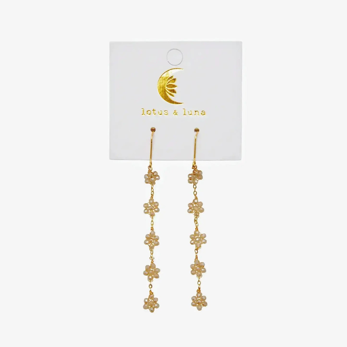 boho flower dangle earrings by lotus and luna