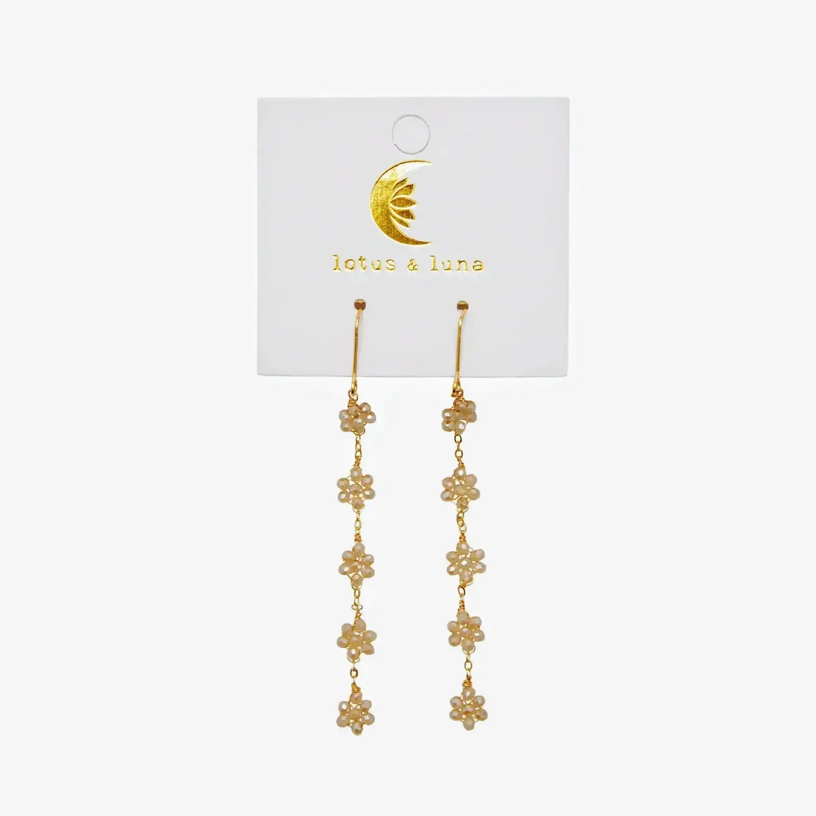 boho flower dangle earrings by lotus and luna