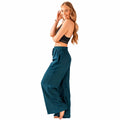 bpho wide leg drawstring pants in Teal by Lotus and Luna - side view