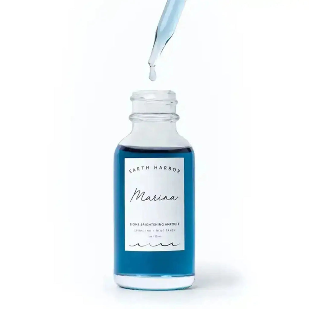 Earth Harbor Marina Biome Brightening Ampoule, Brightening Face Serum in 30 ml glass dropper bottle. 