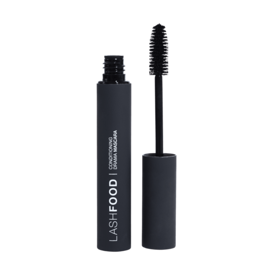 conditioning eyelash primer and mascara set by lashfood - black mascara tube with bristle brush