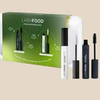 conditioning eyelash primer and black mascara set by lashfood in reusable silicone pouch