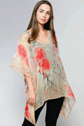 coral floral boho tunic top