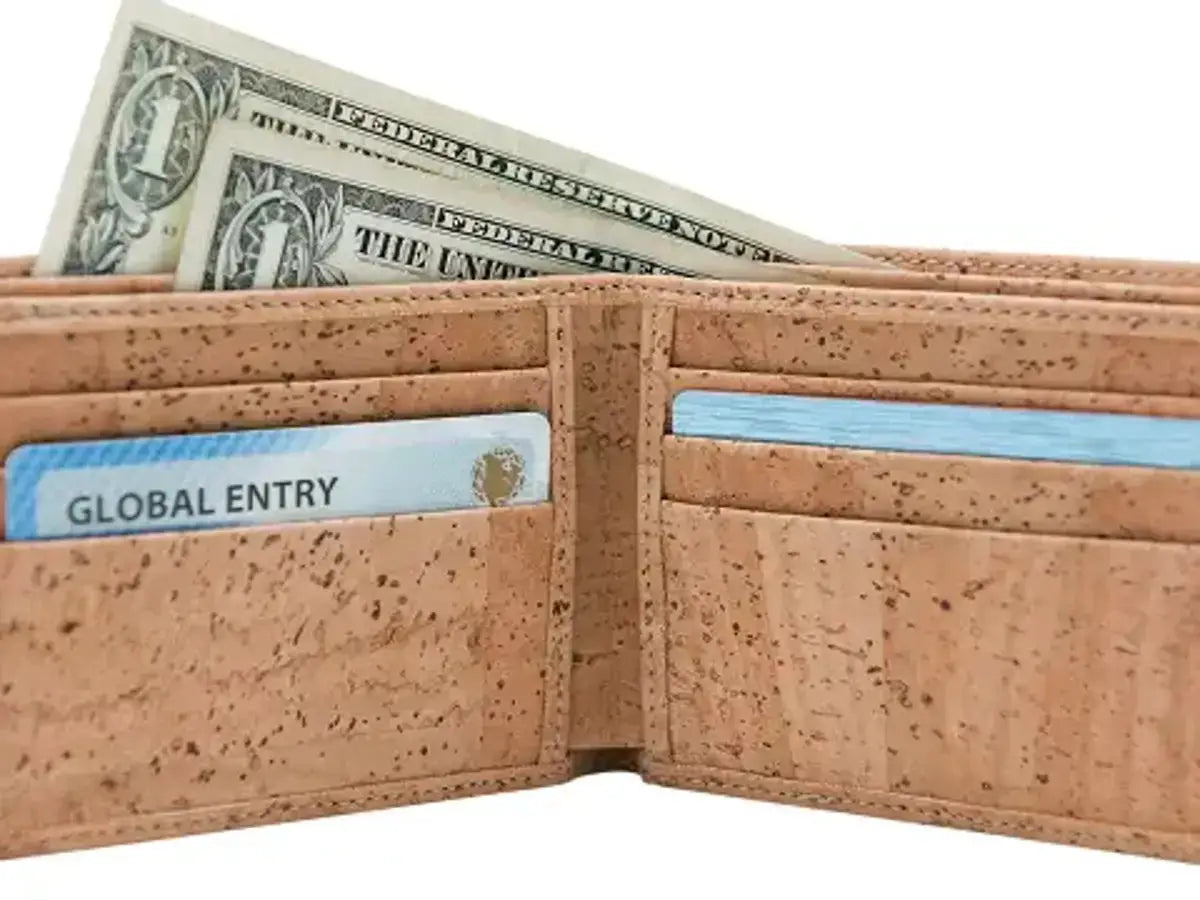 Bent&Bree - Kent Natural Cork Bifold Wallet with six card slots and bill pocket