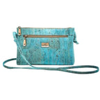 Bent and Bree Iris Cork Cross Body Handbag in Peacock Blue