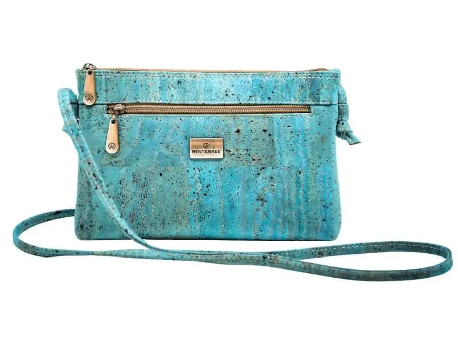 Bent and Bree Iris Cork Cross Body Handbag in Peacock Blue