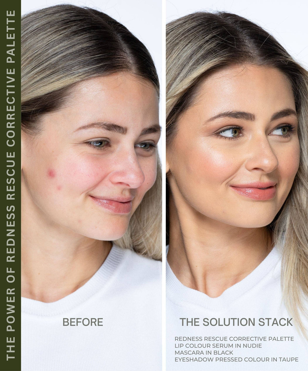 Before and after Fitglow Beauty Redness Rescue Corrective Palette by Fitglow Beauty, Color Corrector at Elle and Willow