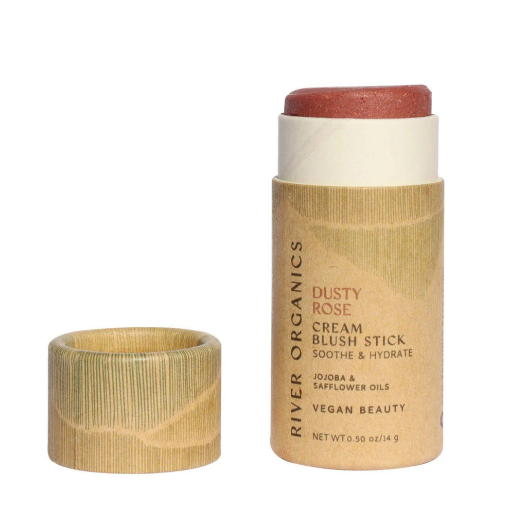 Dusty Rose Organic Cream Blush Stick by River Organics, Clean Beauty Blush Stick at Elle and Willow