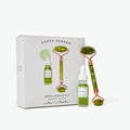 earth harbor green goddess skincare kit with aurora face oil and a green jade face roller