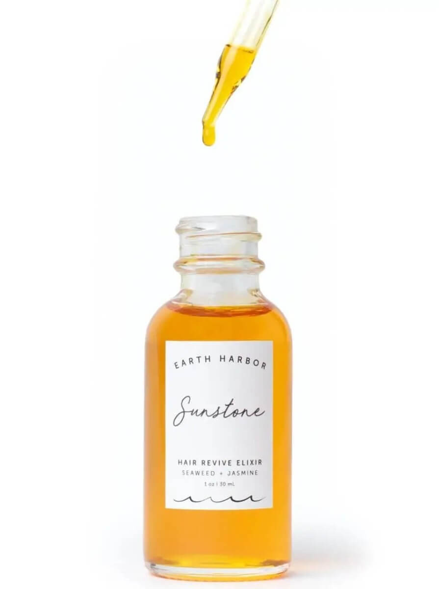Earth Harbor Sunstone Hair Revive Elixir - Jasmine Hair Oil in Glass Dropper Bottle