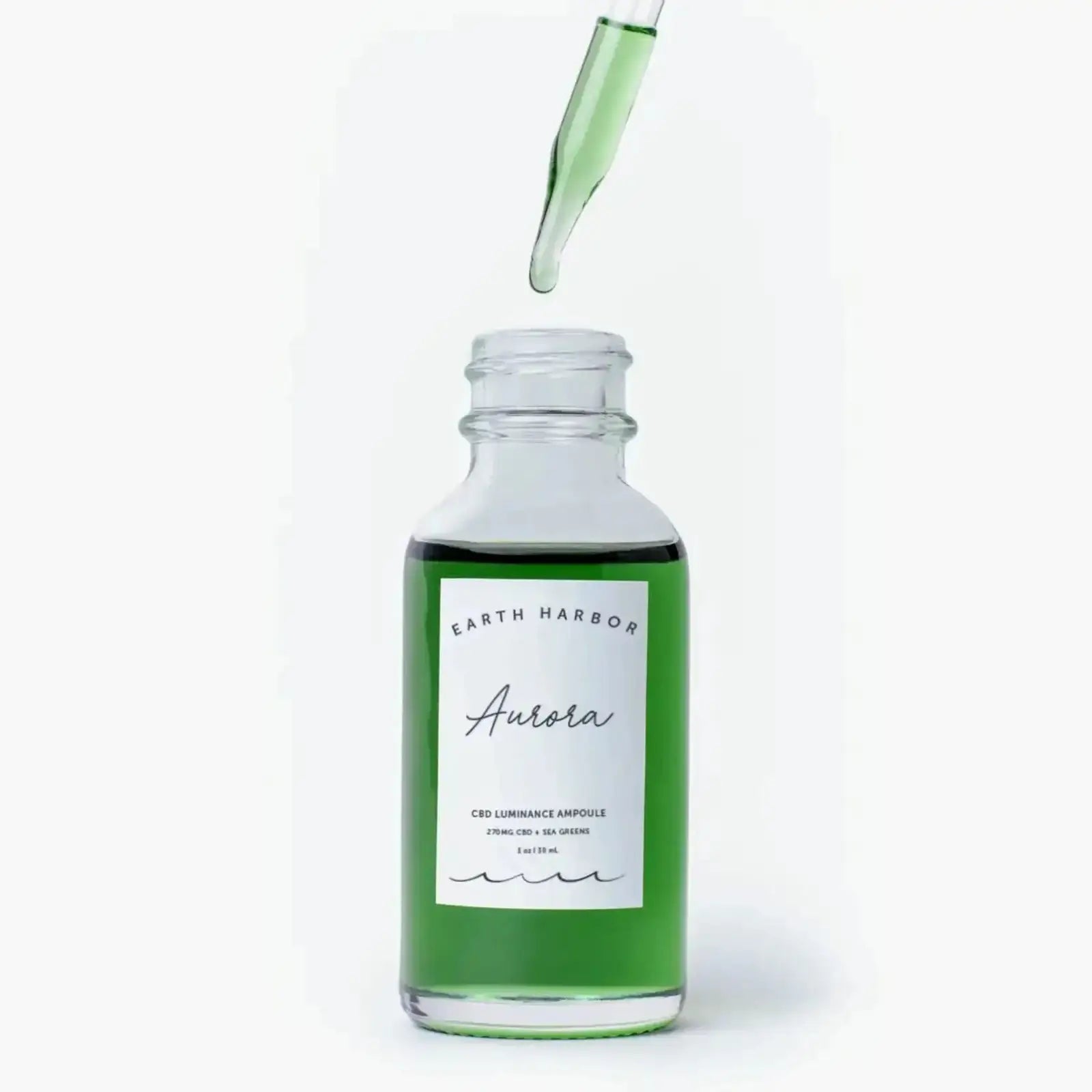 earth harbor aurora hemp face serum in 1 oz dropper bottle