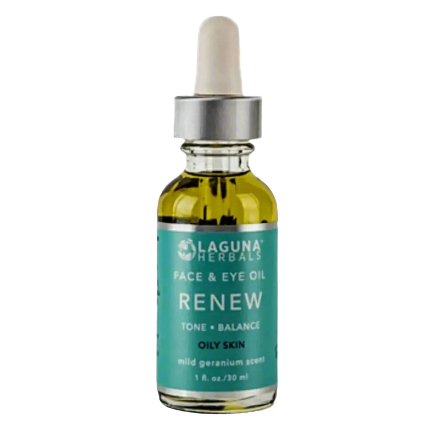 renew face and eye serum elixir in glass dropper bottle by Laguna Herbals