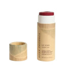 River Organics Fig Lip Stain and Tinted Lip Balm in an eco-friendly tube, solid form lip color with a matte finish in plum.