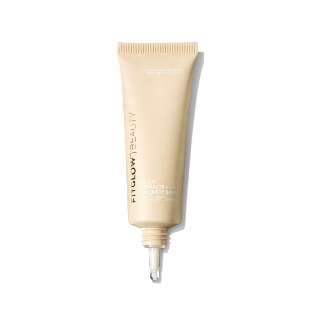 Fitglow Beauty HA Recovery Balm in a squeeze tube with precision applicator tip.