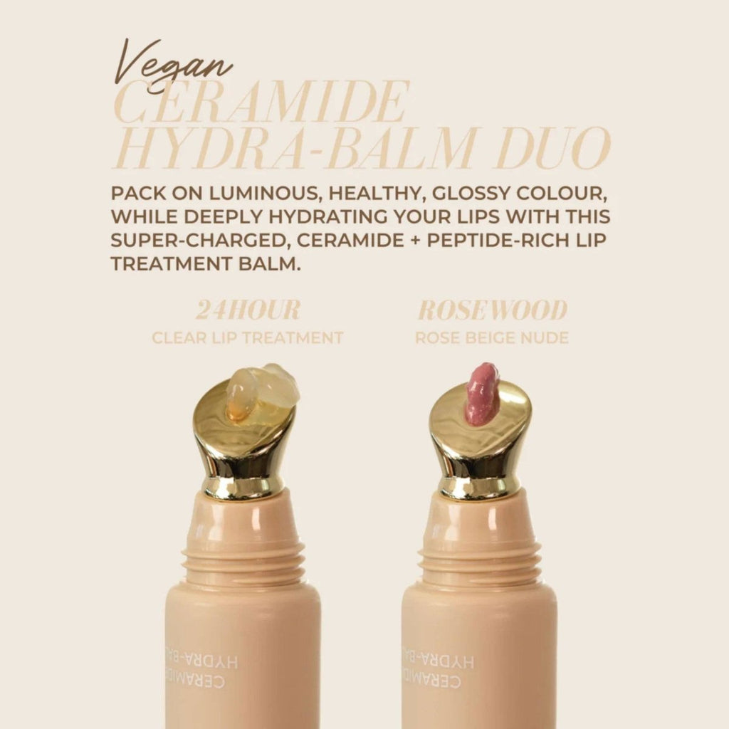 Fitglow Beauty - Day to Night Ceramide Hydra - Balm Duo: 24Hour Clear + Rosewood Lip Balm Gift Set by Fitglow Beauty