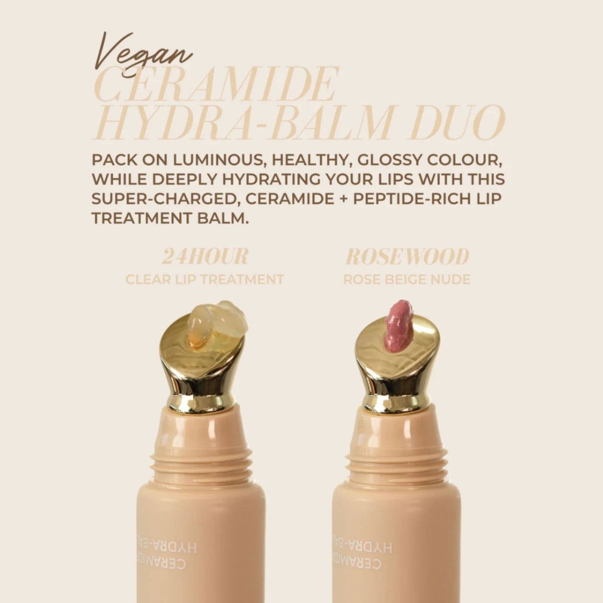 Fitglow Beauty - Day to Night Ceramide Hydra - Balm Duo: 24Hour Clear + Rosewood Lip Balm Gift Set by Fitglow Beauty