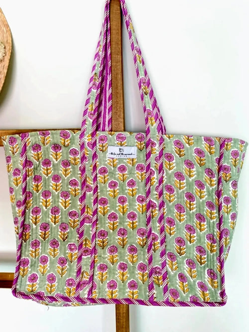 Quilted Floral Tote and Crossbody Bag Set - Pink, Yellow & Brown COACH Cargo Tote Bag 20 W/ Floral Print Mini Crossbody ~NWT  main image 4