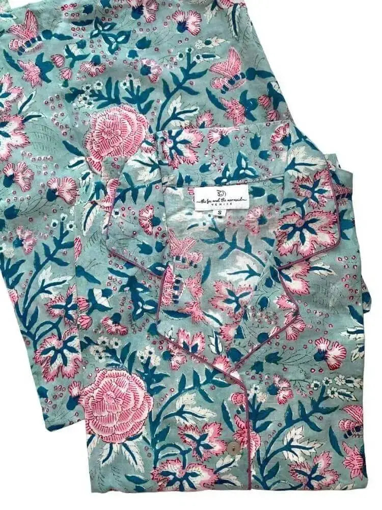 Boho Blue Floral PJ Gift Set in Matching Bag
