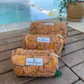 Floral Vine Block Print Toiletry & Cosmetic Bags Set of 3 