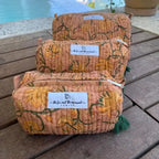Floral Vine Block Print Toiletry & Cosmetic Bags Set of 3  - The Fox and the Mermaid