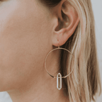 Handmade Gold Boho Hoop Earrings with Clear Quartz, Gemstone Hoop Earrings by JaxKelly Bohemian Jewelry at Elle and Willow