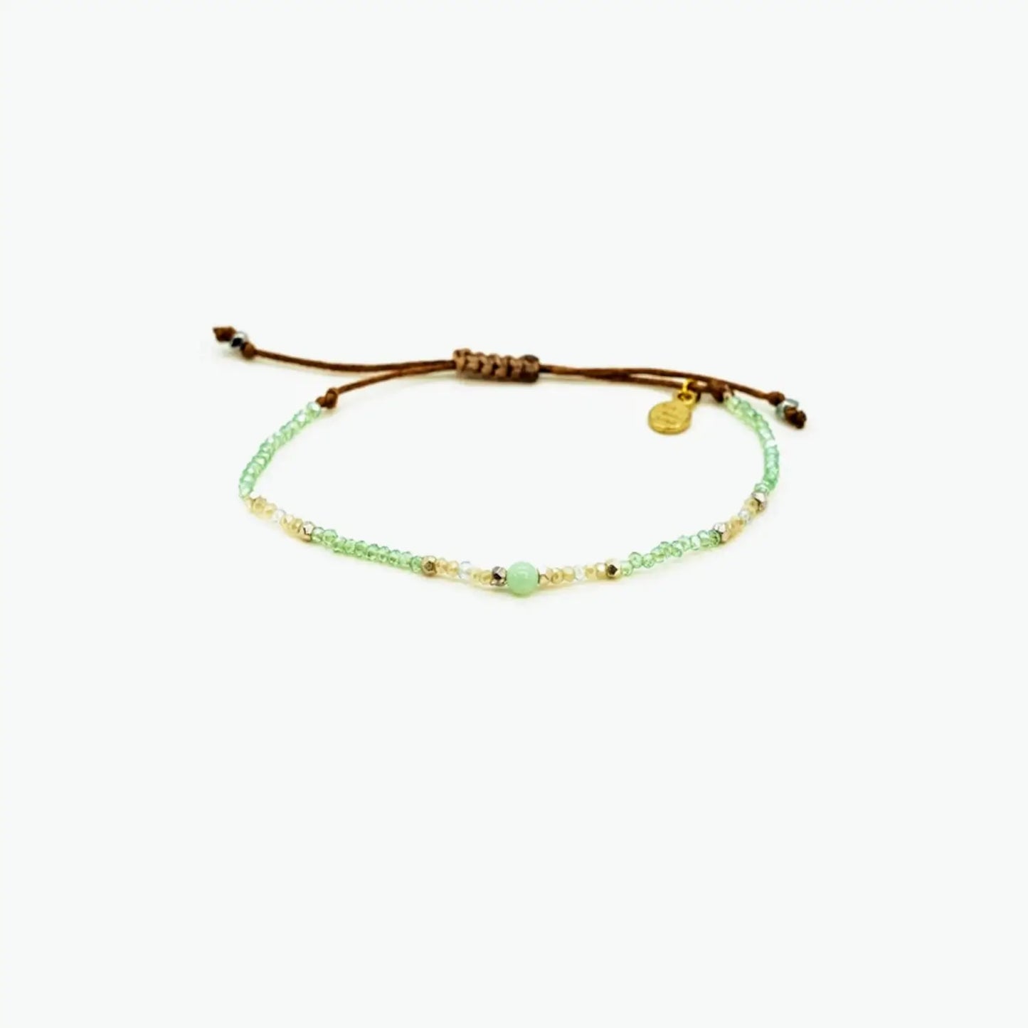 crystal bracelet with green Amazonite bead in center
