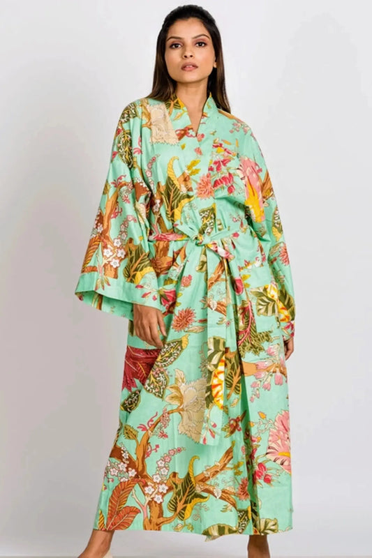 green floral robe for women