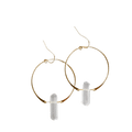 Handmade Gold Boho Hoop Earrings with Clear Quartz, Gemstone Hoop Earrings by JaxKelly Bohemian Jewelry at Elle and Willow