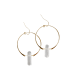 Handmade Gold Boho Hoop Earrings with Clear Quartz, Gemstone Hoop Earrings by JaxKelly Bohemian Jewelry at Elle and Willow