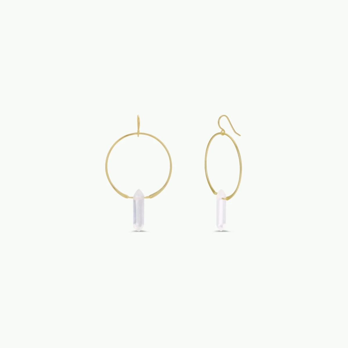 Handmade Gold Boho Hoop Earrings with Clear Quartz, Gemstone Hoop Earrings by JaxKelly Bohemian Jewelry at Elle and Willow