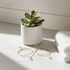 Handmade Gold Boho Hoop Earrings with Clear Quartz, Gemstone Hoop Earrings by JaxKelly Bohemian Jewelry at Elle and Willow