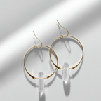 Handmade Gold Boho Hoop Earrings with Clear Quartz, Gemstone Hoop Earrings by JaxKelly Bohemian Jewelry at Elle and Willow