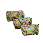 Quilted Cotton Cosmetic Bags Set: Handmade - Yellow Floral, Toiletry Bags by The Fox and The Mermaid at Elle and Willow